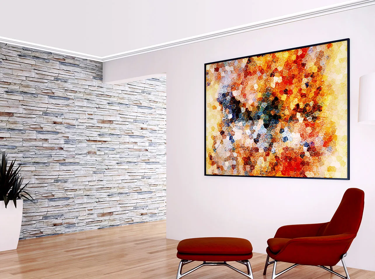 Sanca UP25 en poliestireno para techo o pared, resistente a la humedad, aplicada con cola.