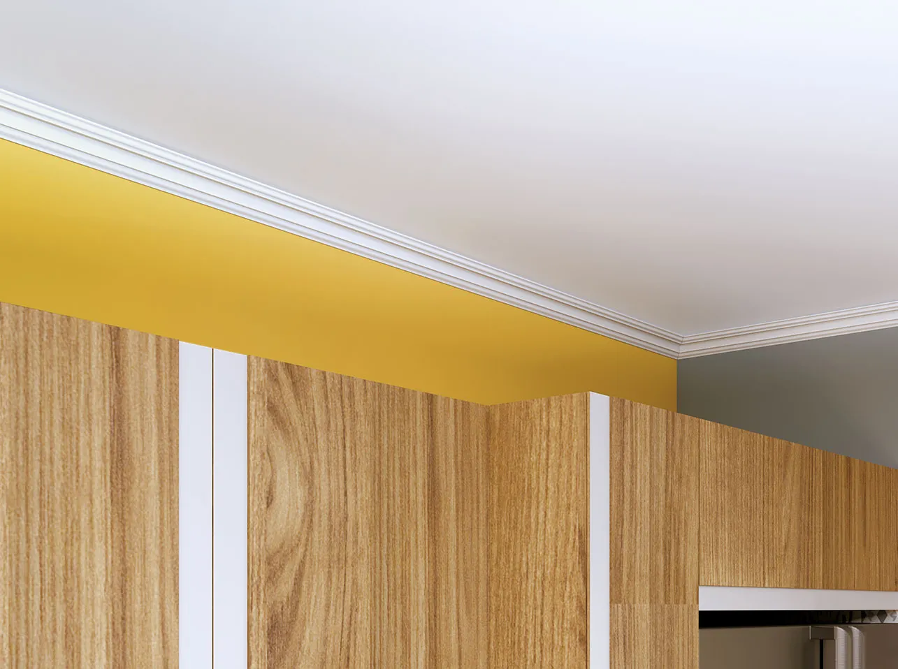 Moldura modelo UPSOLU UP27 para Techo o Pared en poliestireno, aplicada con pegamento, resistente a la humedad.